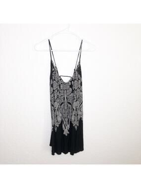 In Bloom black white lace up back nightgown size Large